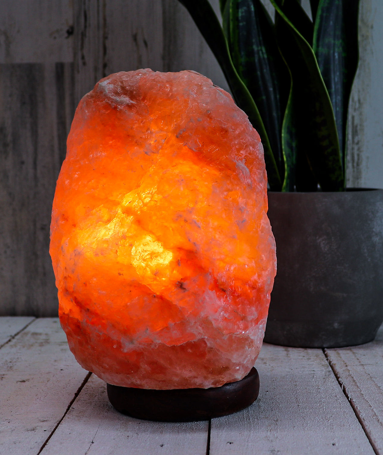 Natural Pink Salt Lamp (12-15 lb) (5.5-7 KG) (10-11") w/ Wood Base