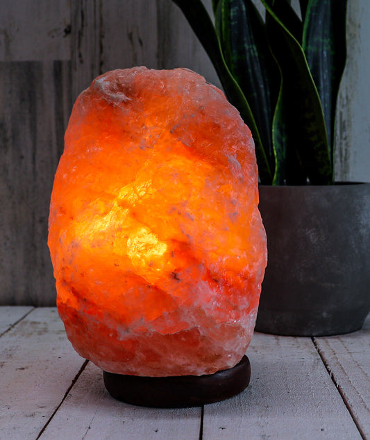 Natural Pink Salt Lamp (12-15 lb) (5.5-7 KG) (10-11") w/ Wood Base
