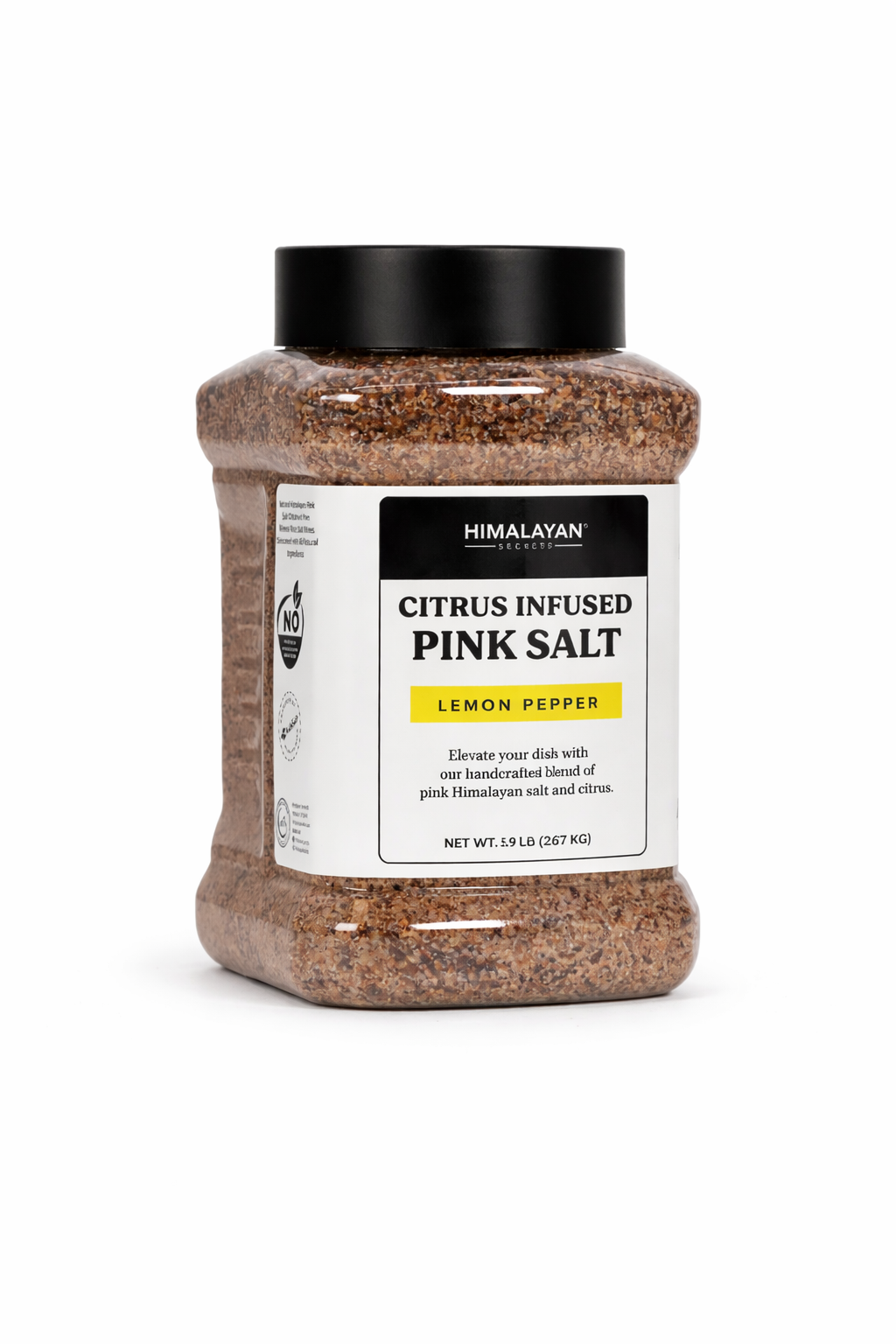 Seasoned Himalayan Salt Fine Grain - Lemon Pepper - 5LB Jar
