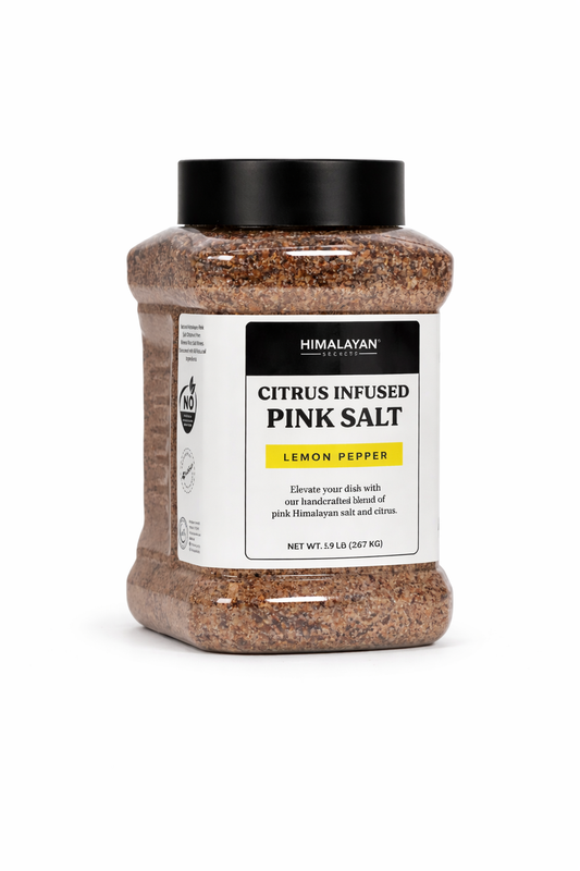 Seasoned Himalayan Salt Fine Grain - Lemon Pepper - 5LB Jar