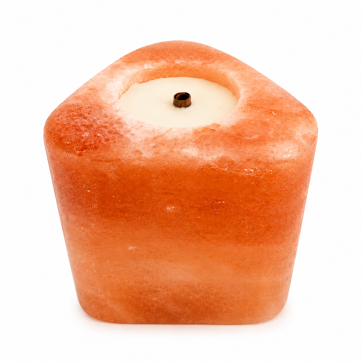 Triangle Shape Pink Salt Poured Wax Candle Holder 5.5x6"