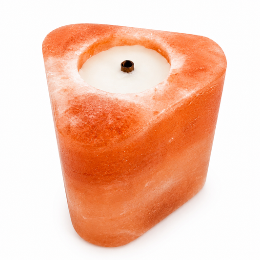 Triangle Shape Pink Salt Poured Wax Candle Holder 5.5x6"