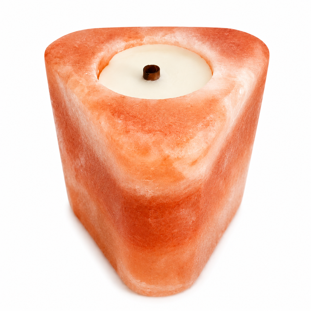 Triangle Shape Pink Salt Poured Wax Candle Holder 5.5x6"