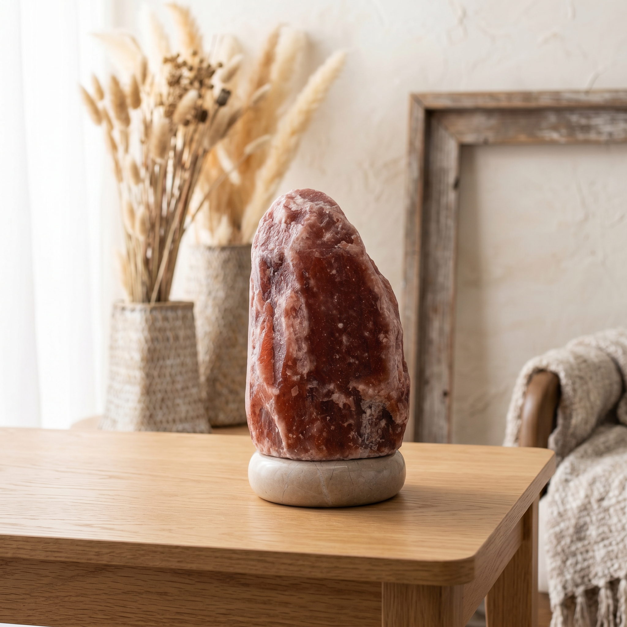 Natural Dark Red Salt Lamp (6-8 lb) (2.5-3 KG) (7-8") w/ Tavera Base
