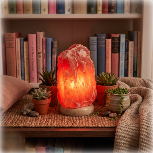 Natural Dark Red Salt Lamp (3-5 lb) (1.5-2.25 KG) (6-7") w/ Tavera Base