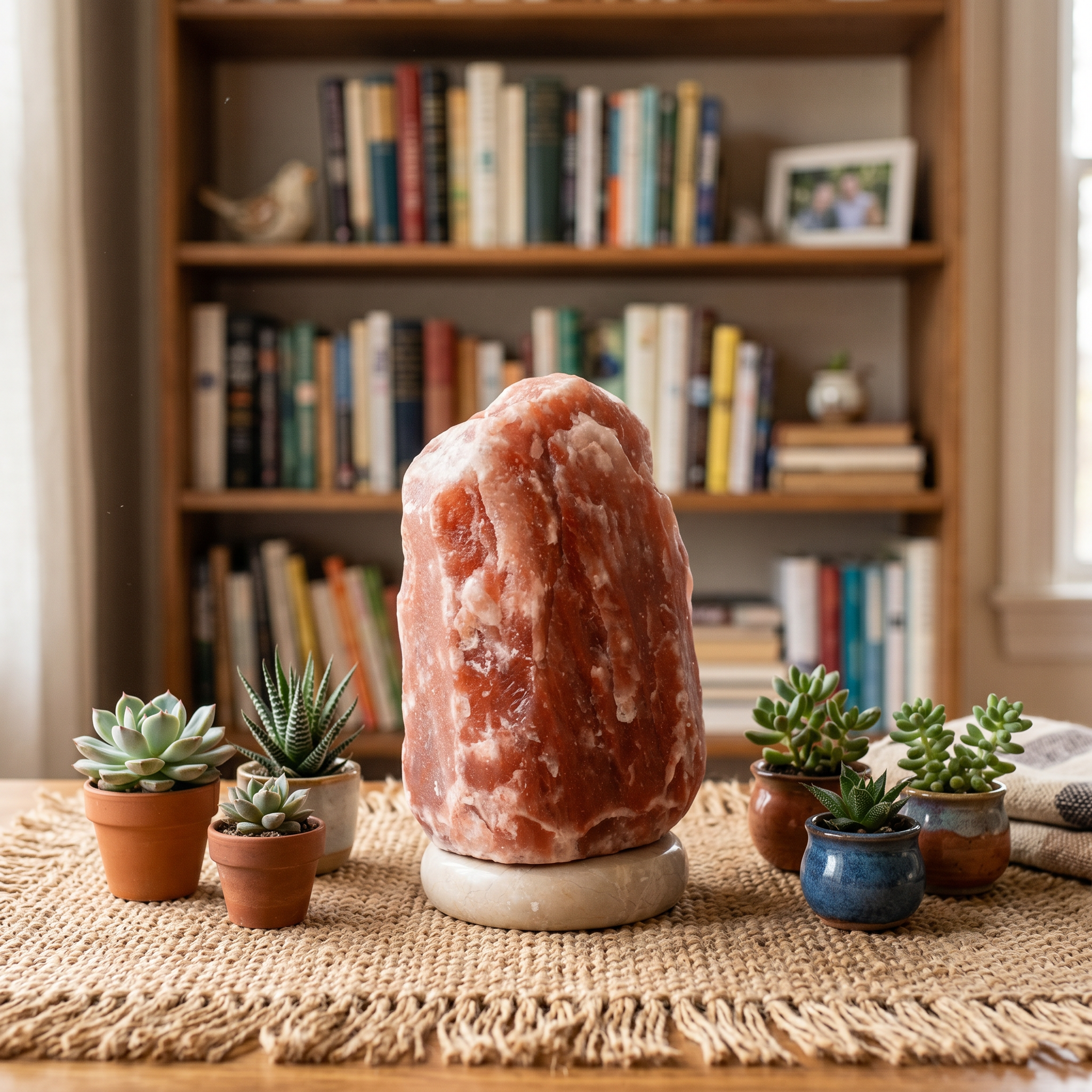 Natural Dark Red Salt Lamp (3-5 lb) (1.5-2.25 KG) (6-7") w/ Tavera Base