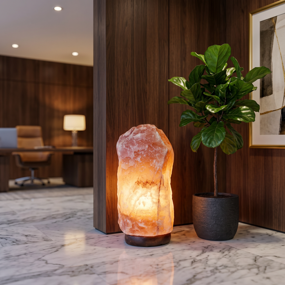 Natural Pink Salt Lamp (88-110 lb) (40-50 KG) w/ Wood Base