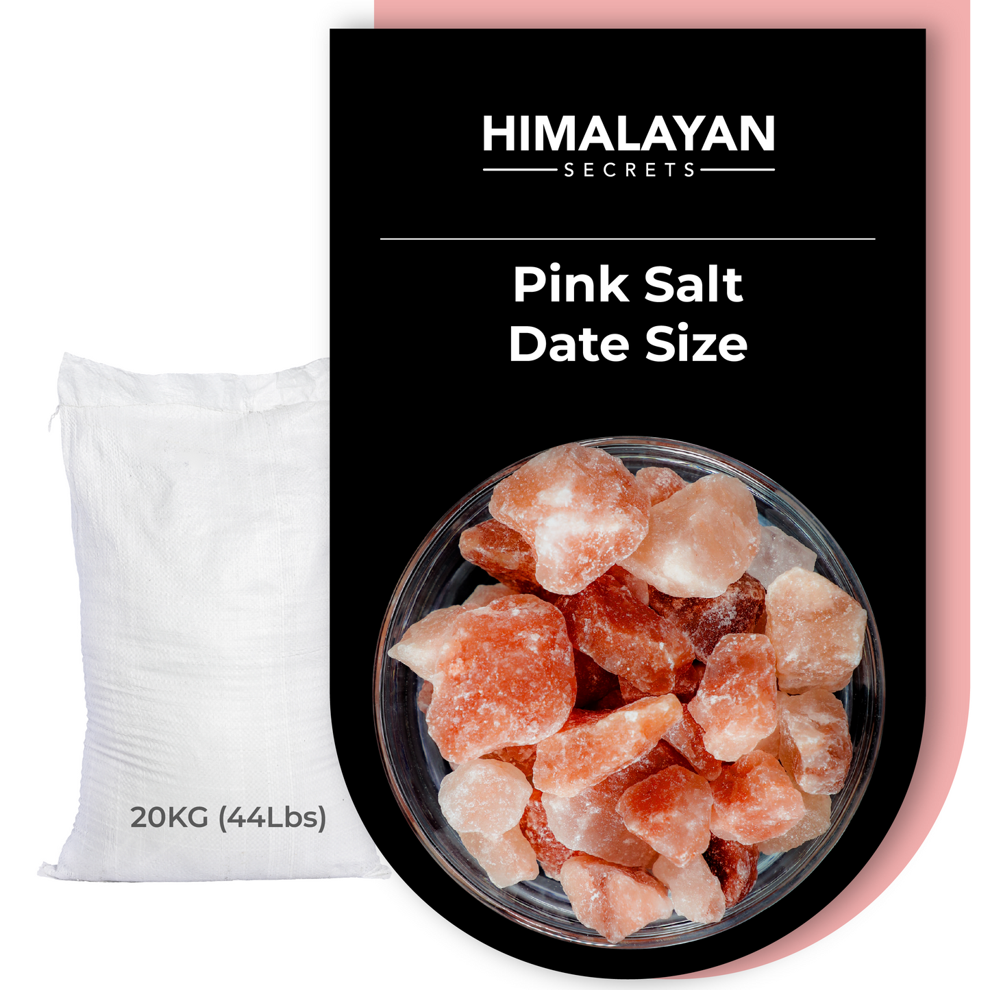 Himalayan Dark Pink Salt Date Size (6.7-25mm) 44 LB Sack