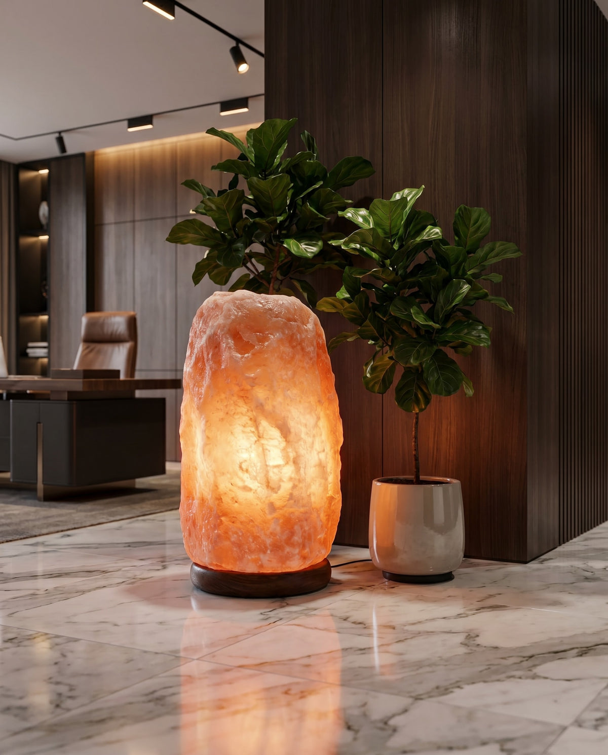 Natural Pink Salt Lamp (132-154 lb) (60-70 KG) w/ Wood Base