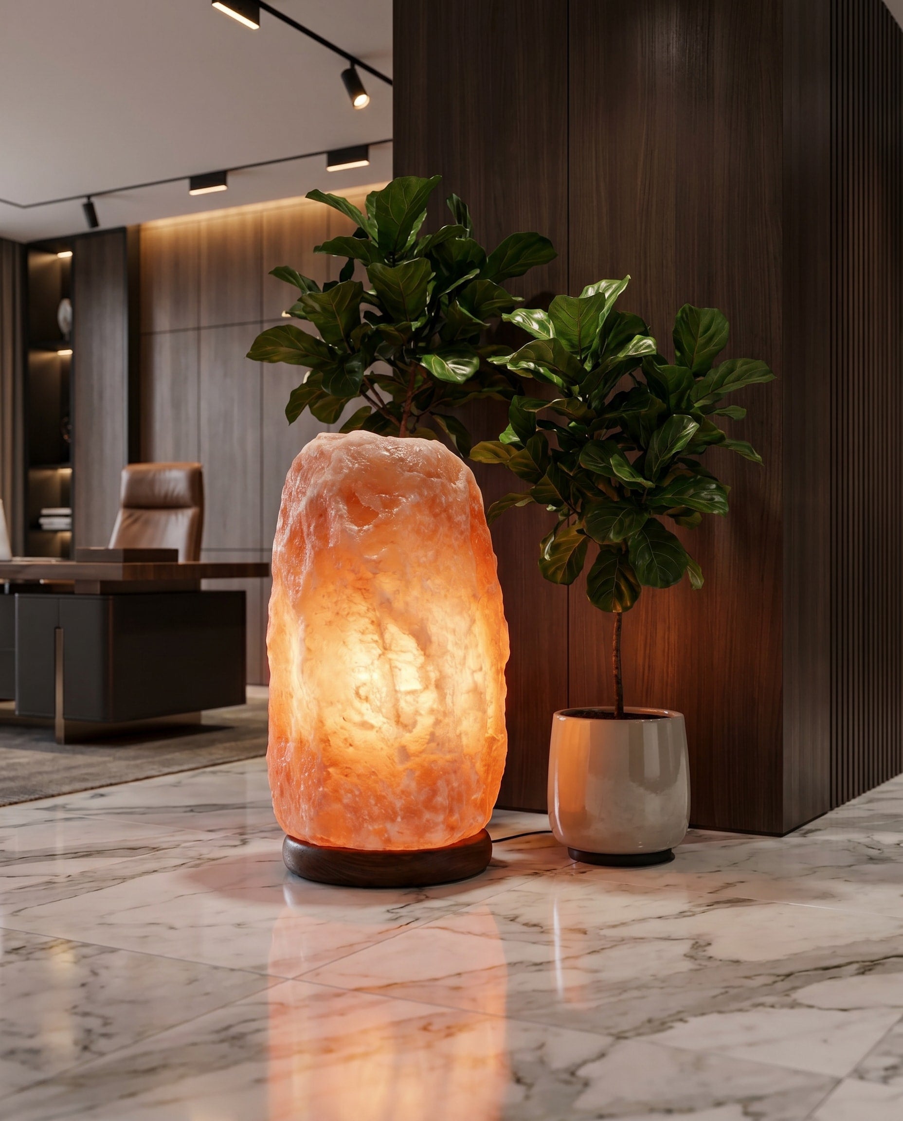 Natural Pink Salt Lamp (132-154 lb) (60-70 KG) w/ Wood Base