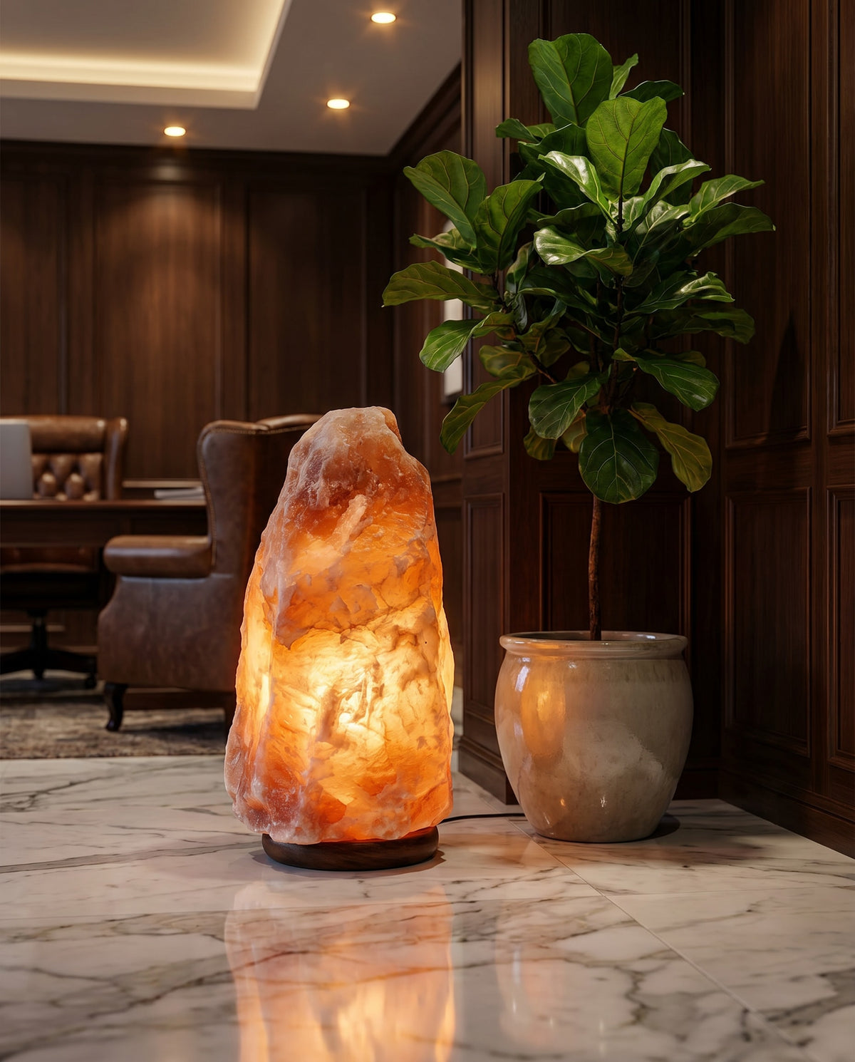 Natural Pink Salt Lamp (154-177 lb) (70-80 KG) w/ Wood Base