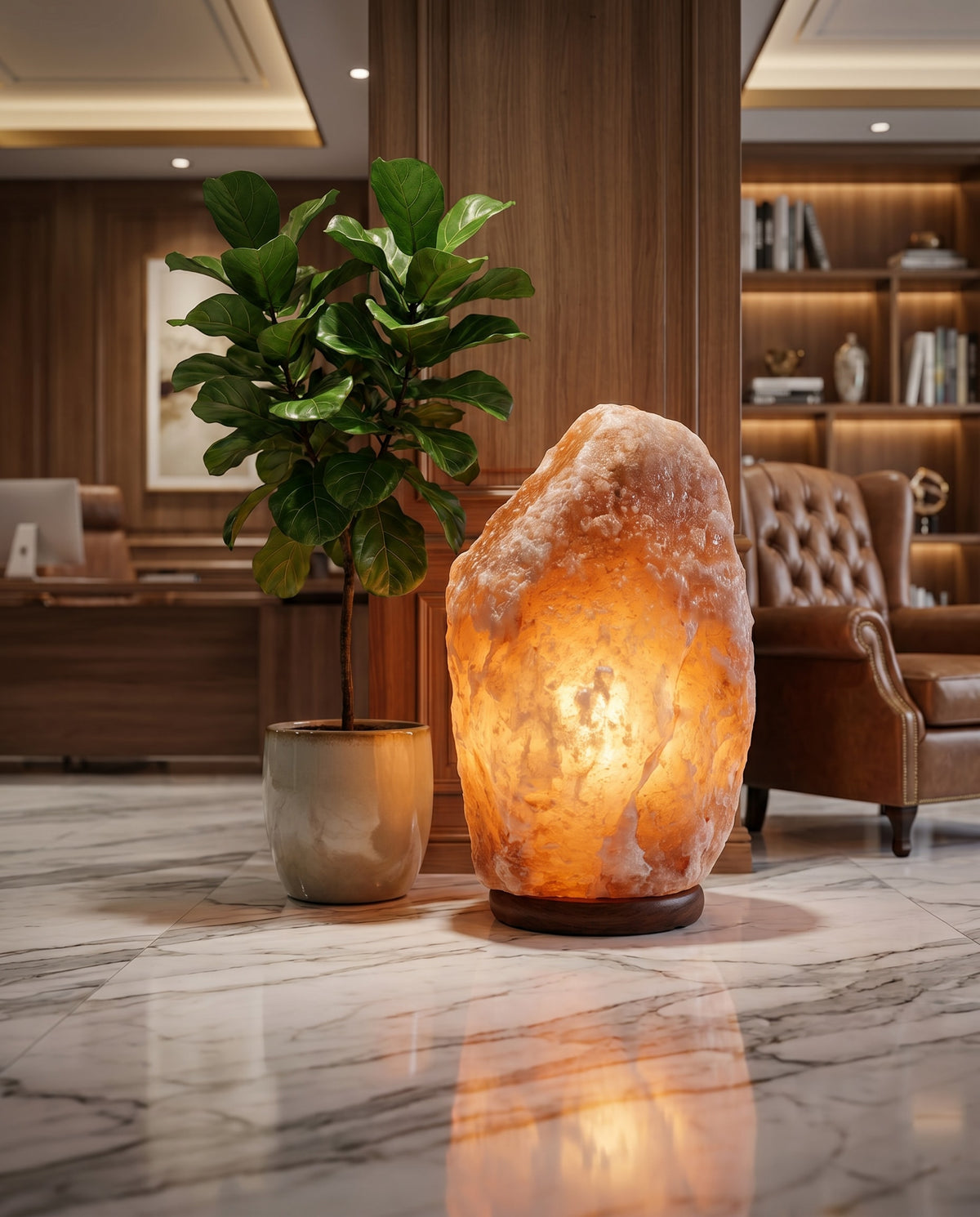 Natural Pink Salt Lamp (177-199 lb) (80-90 KG) w/ Wood Base