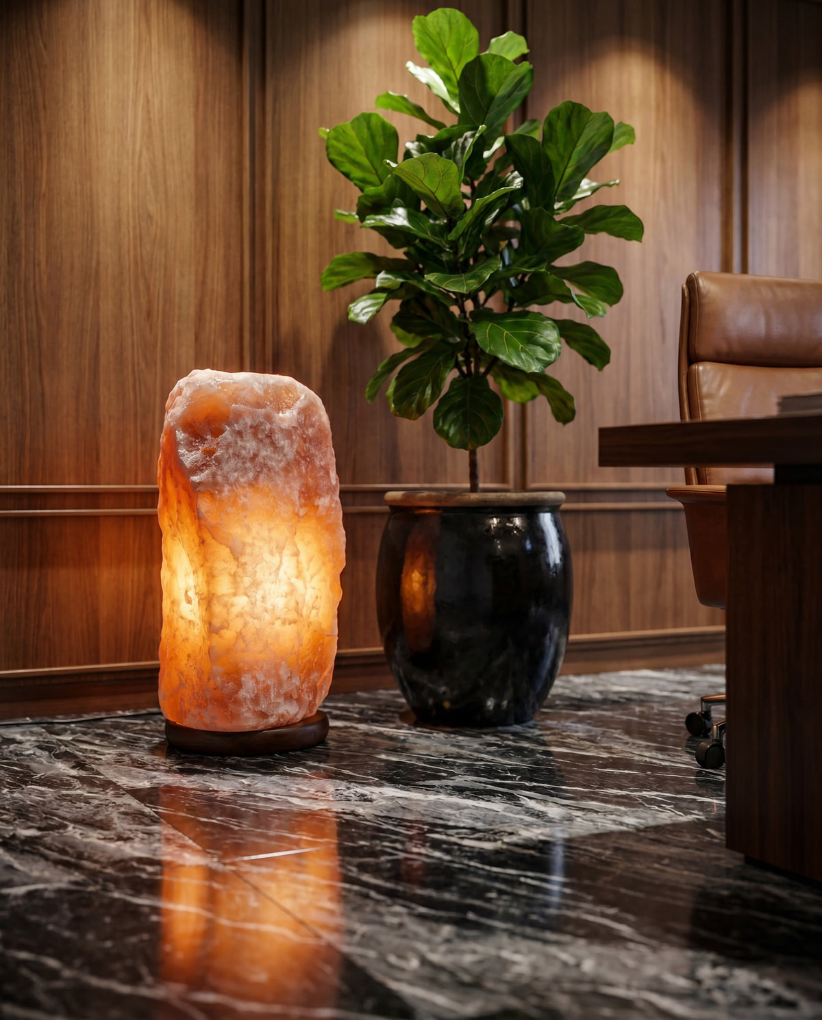 Natural Pink Salt Lamp (199-220 lb) (90-100 KG) w/ Wood Base