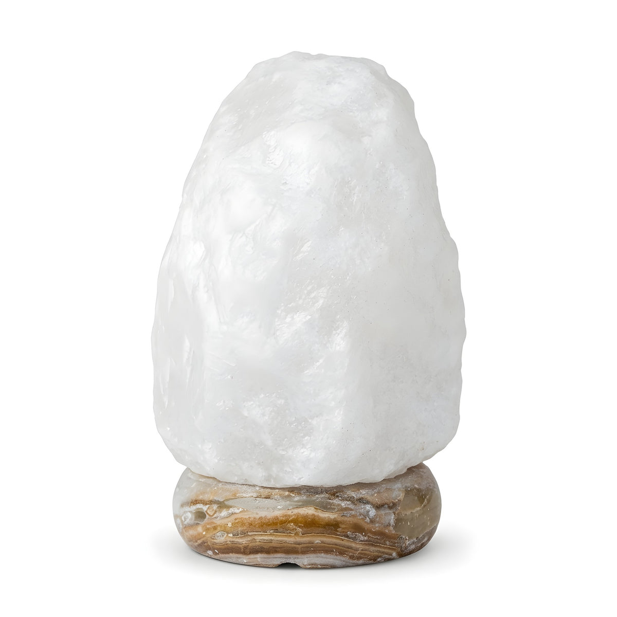 Natural White Salt Lamp (9-11 lb) (4-5 KG) (8-9") w/ Onyx Base