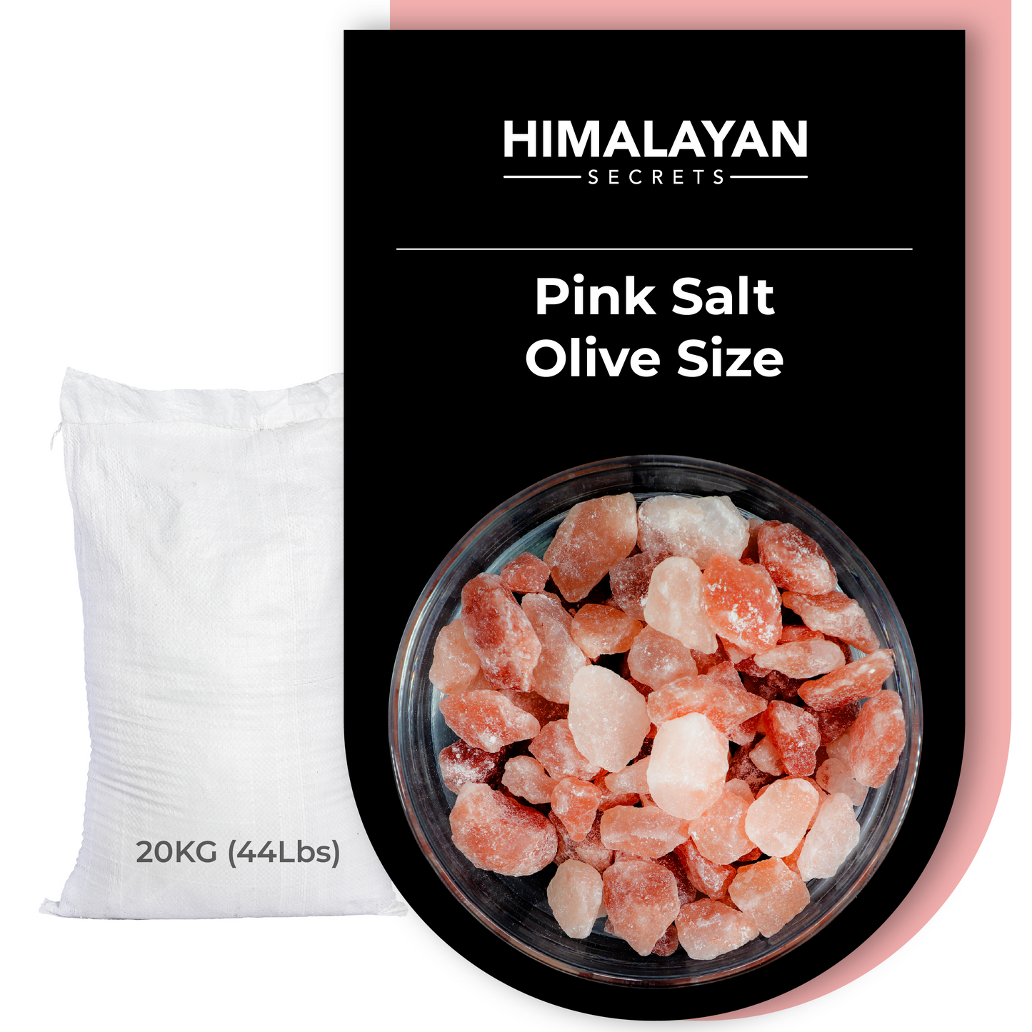 Himalayan Dark Pink Salt Olive Size (6.7-12.7mm) 44 LB Sack