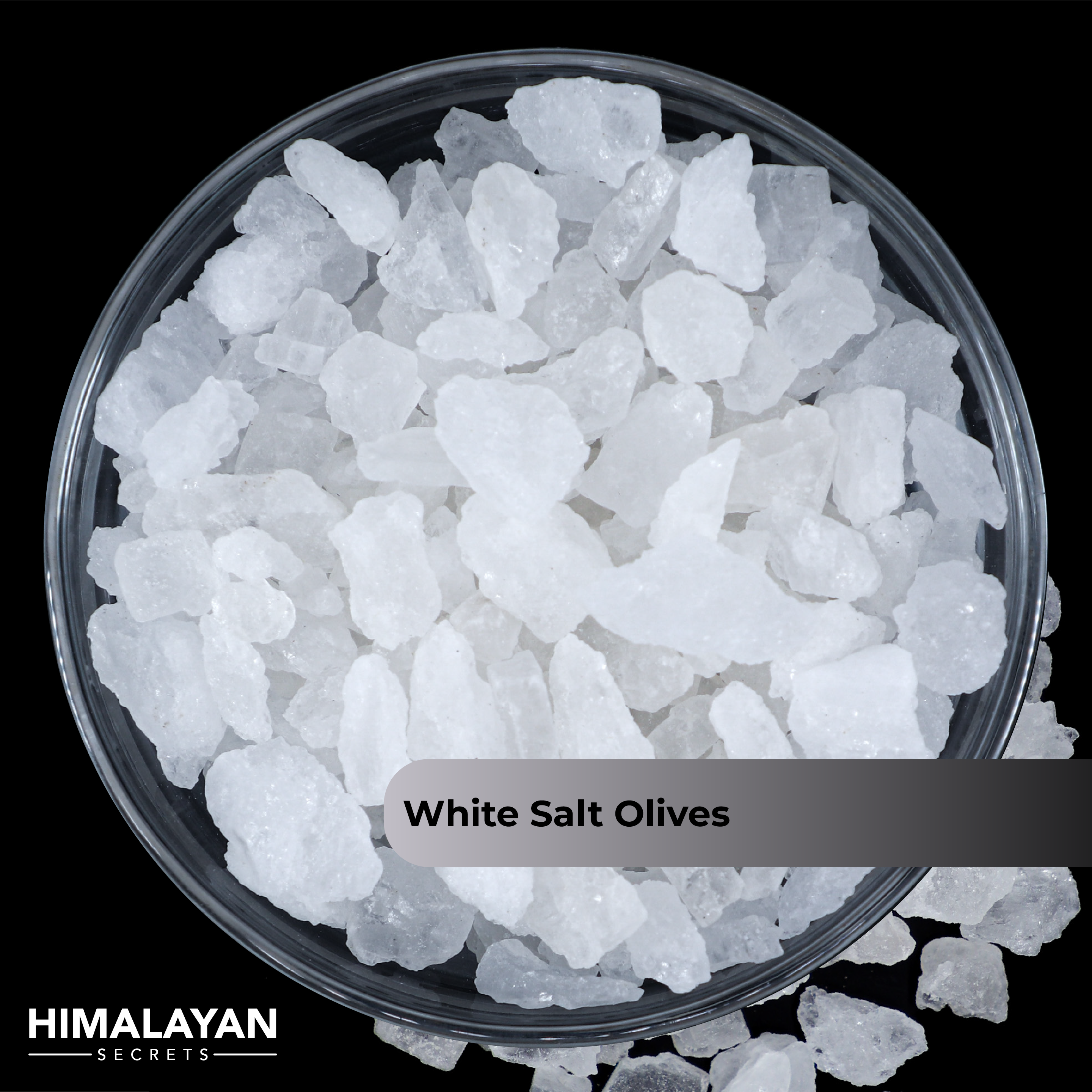 Himalayan White Salt Olive Size (6.7-12.7mm) 44 LB Sack