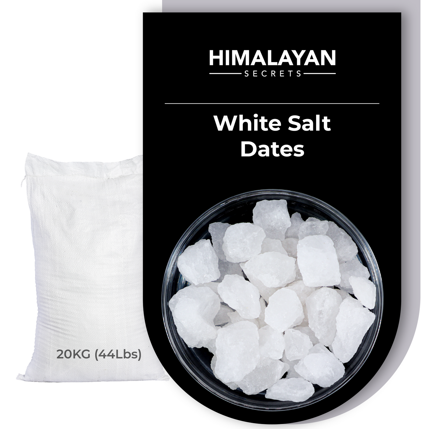 Himalayan White Salt Date Size (6.7-25mm) 44 LB Sack