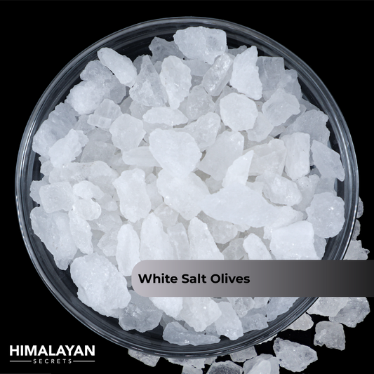 Himalayan White Salt Olive Size (6.7-12.7mm) 44 LB Sack