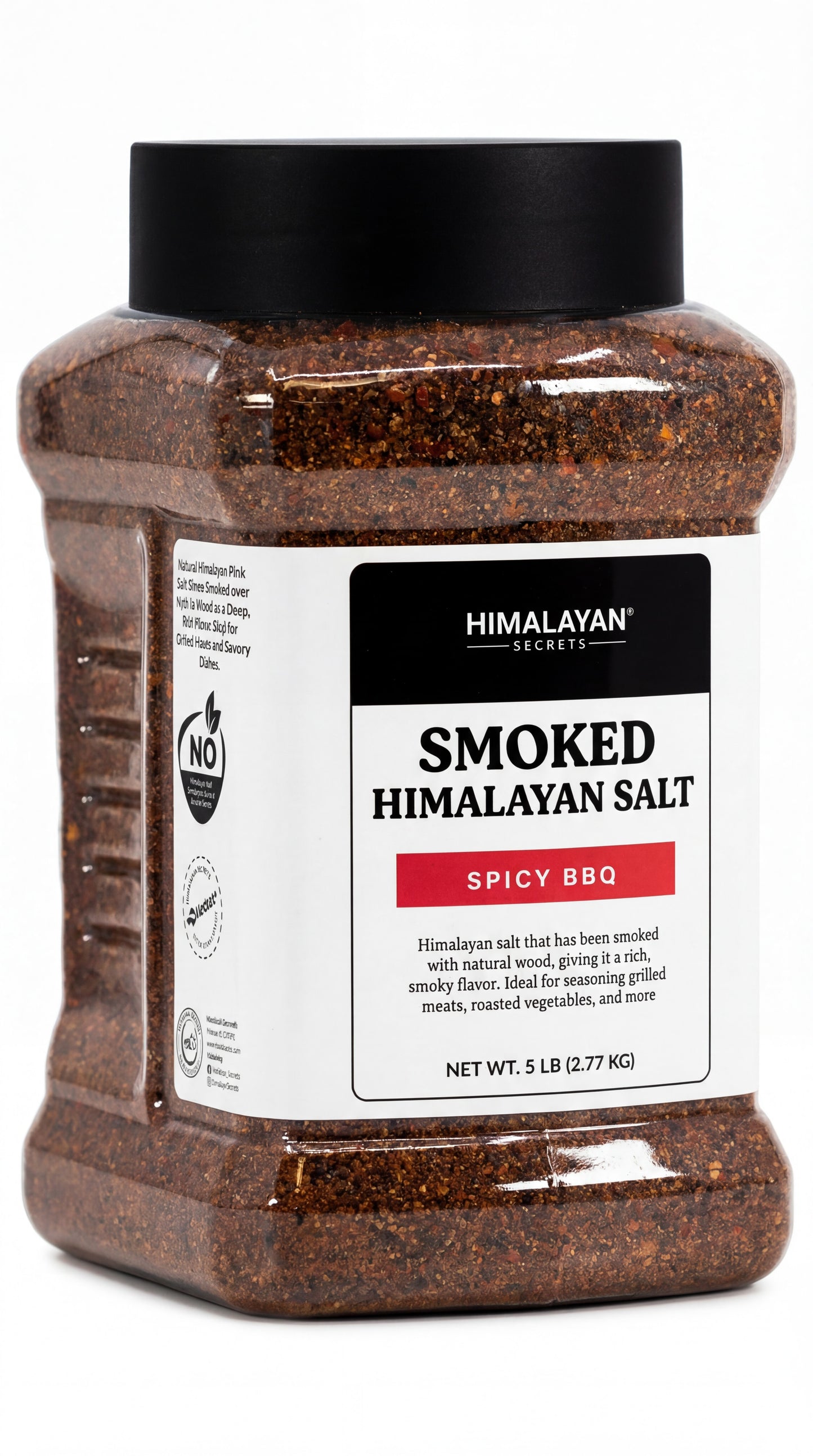 Himalayan Smoked Pink Salt Fine Grain- Spicy BBQ - 5LB Jar