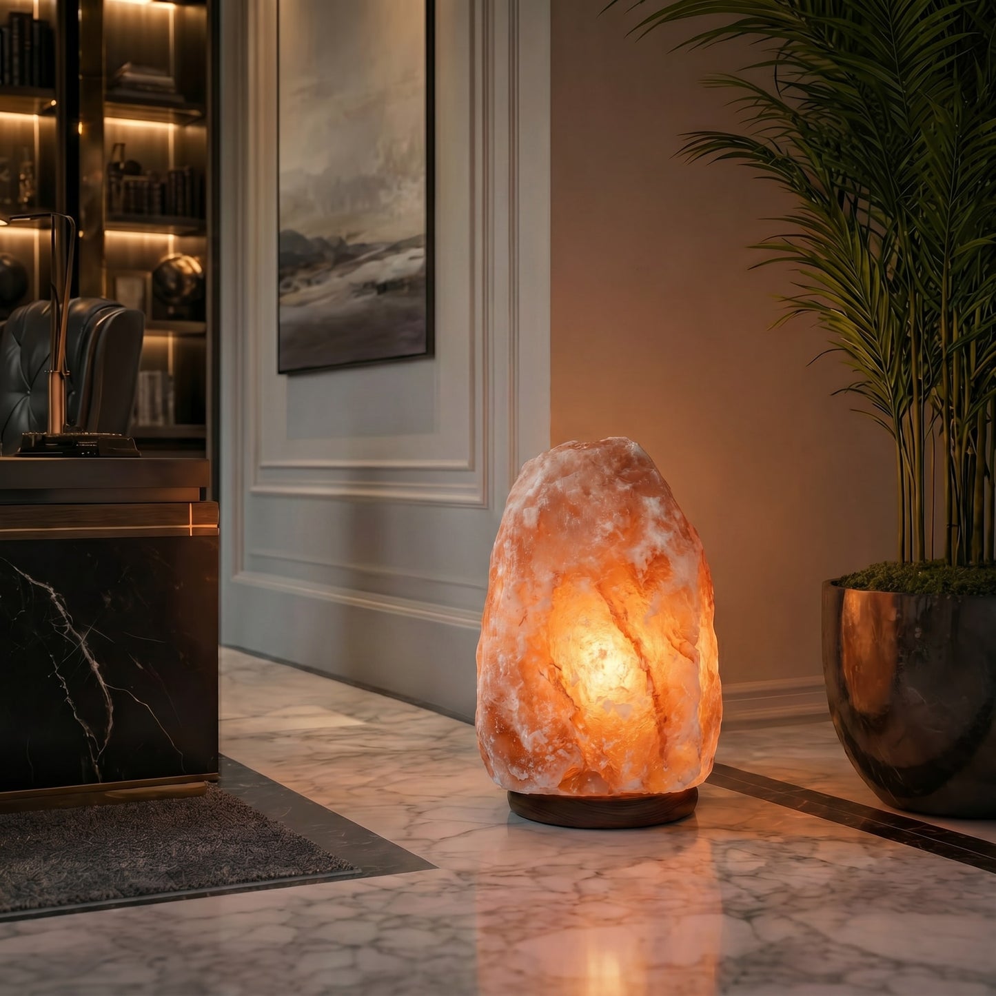 Natural Pink Salt Lamp (110-132 lb) (50-60 KG) w/ Wood Base