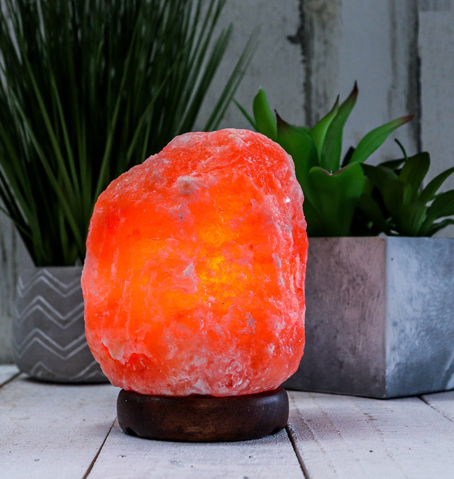 Natural Pink Salt Lamp (6-8 lb) (2.5-3.5 KG) (7-8") w/ Wood Base