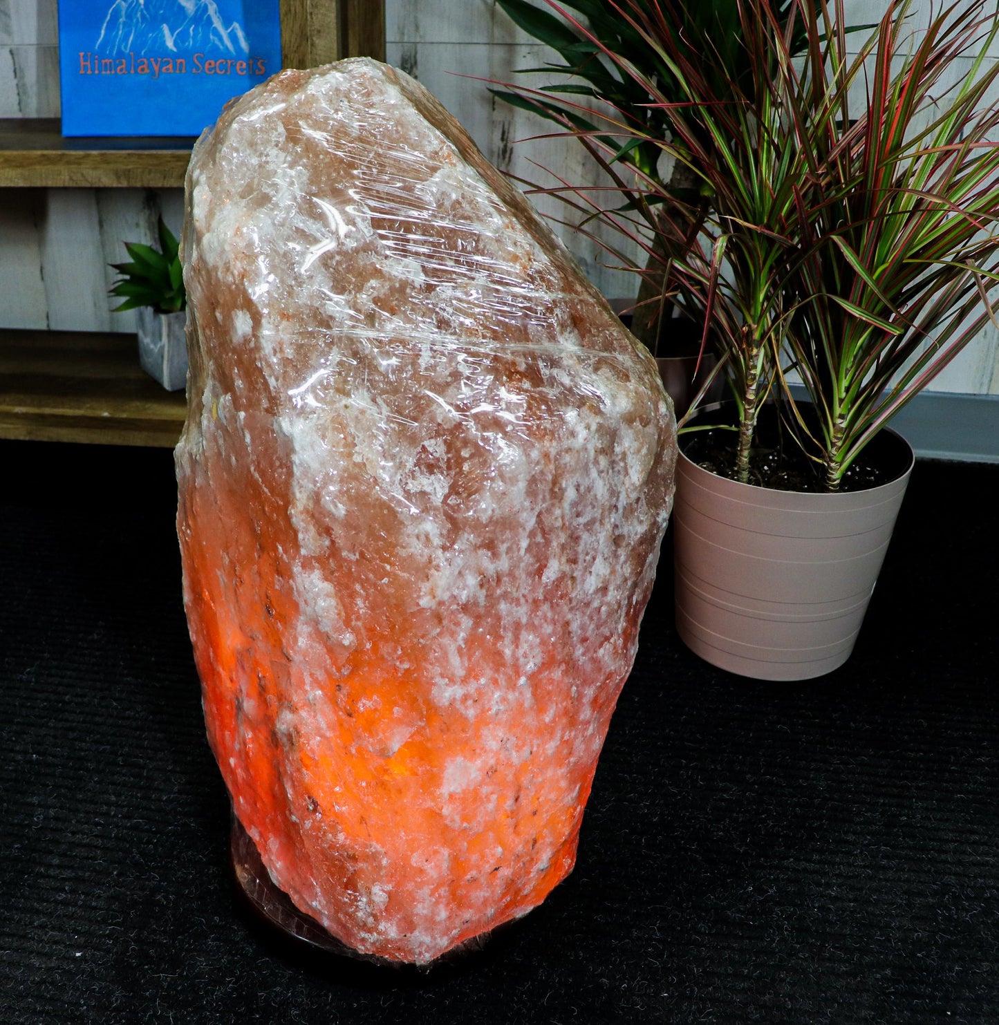 Natural Pink Salt Lamp (177-199 lb) (80-90 KG) w/ Wood Base