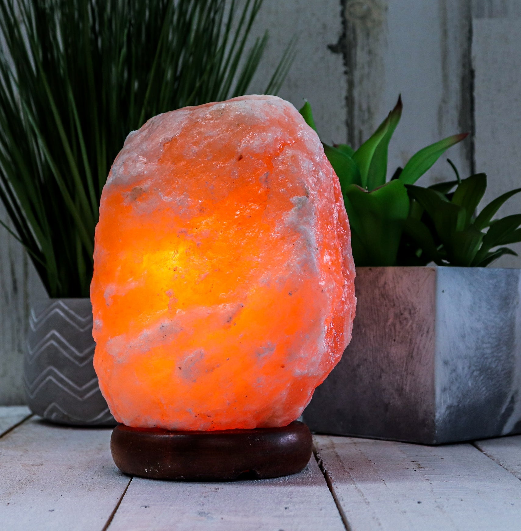 Natural Pink Salt Lamp (9-11 lb) (4-5 KG) (8-9") w/ Wood Base