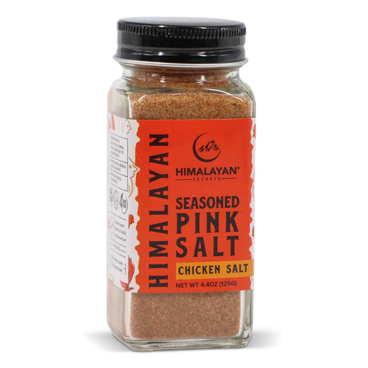 4.4 oz French Glass Himalayan Seasoned Pink Salt Shaker - Chicken Salt