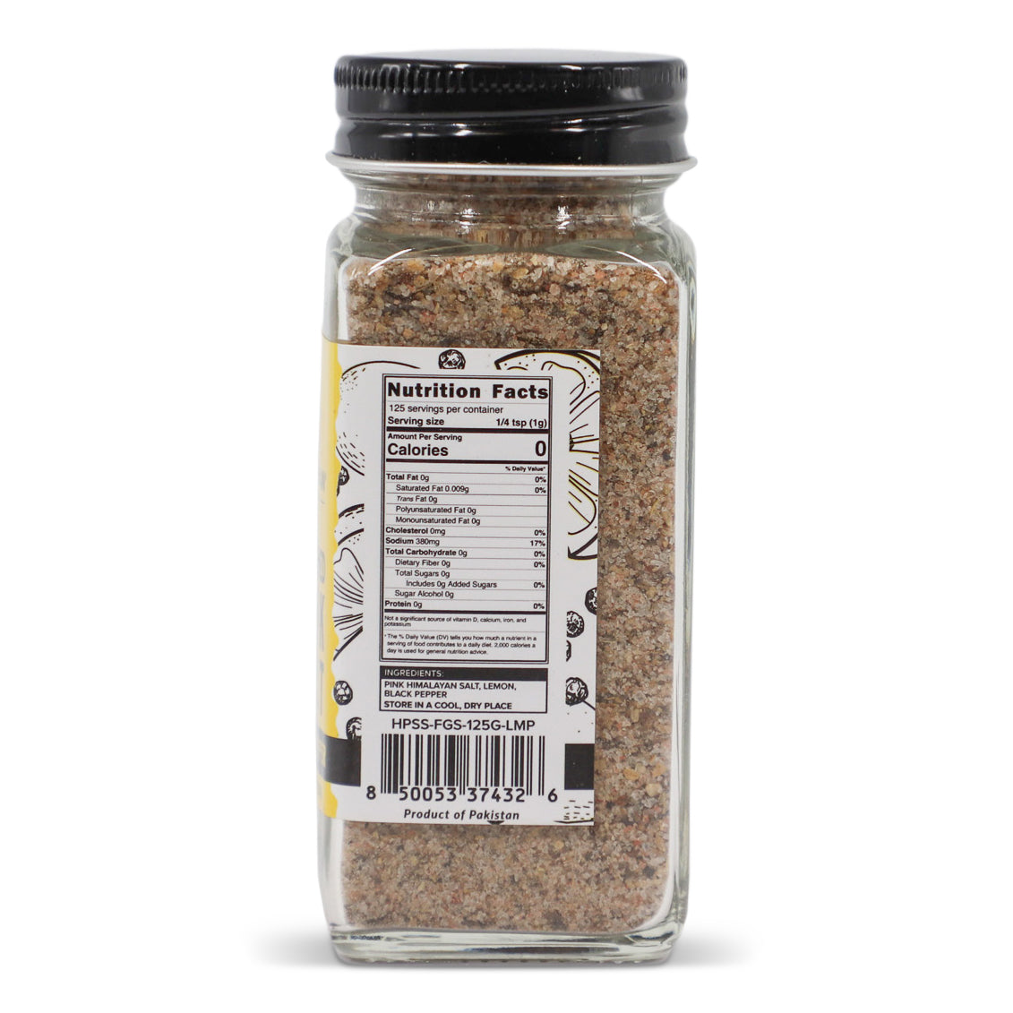 4.4 oz French Glass Himalayan Seasoned Pink Salt Shaker - Lemon Pepper