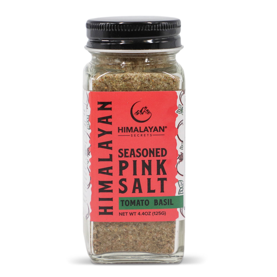 4.4 oz French Glass Himalayan Seasoned Pink Salt Shaker - Tomato Basil