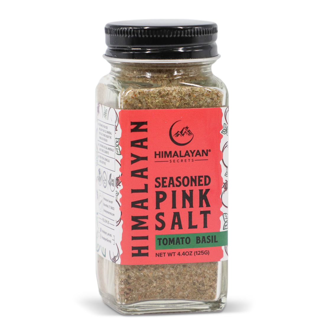 4.4 oz French Glass Himalayan Seasoned Pink Salt Shaker - Tomato Basil