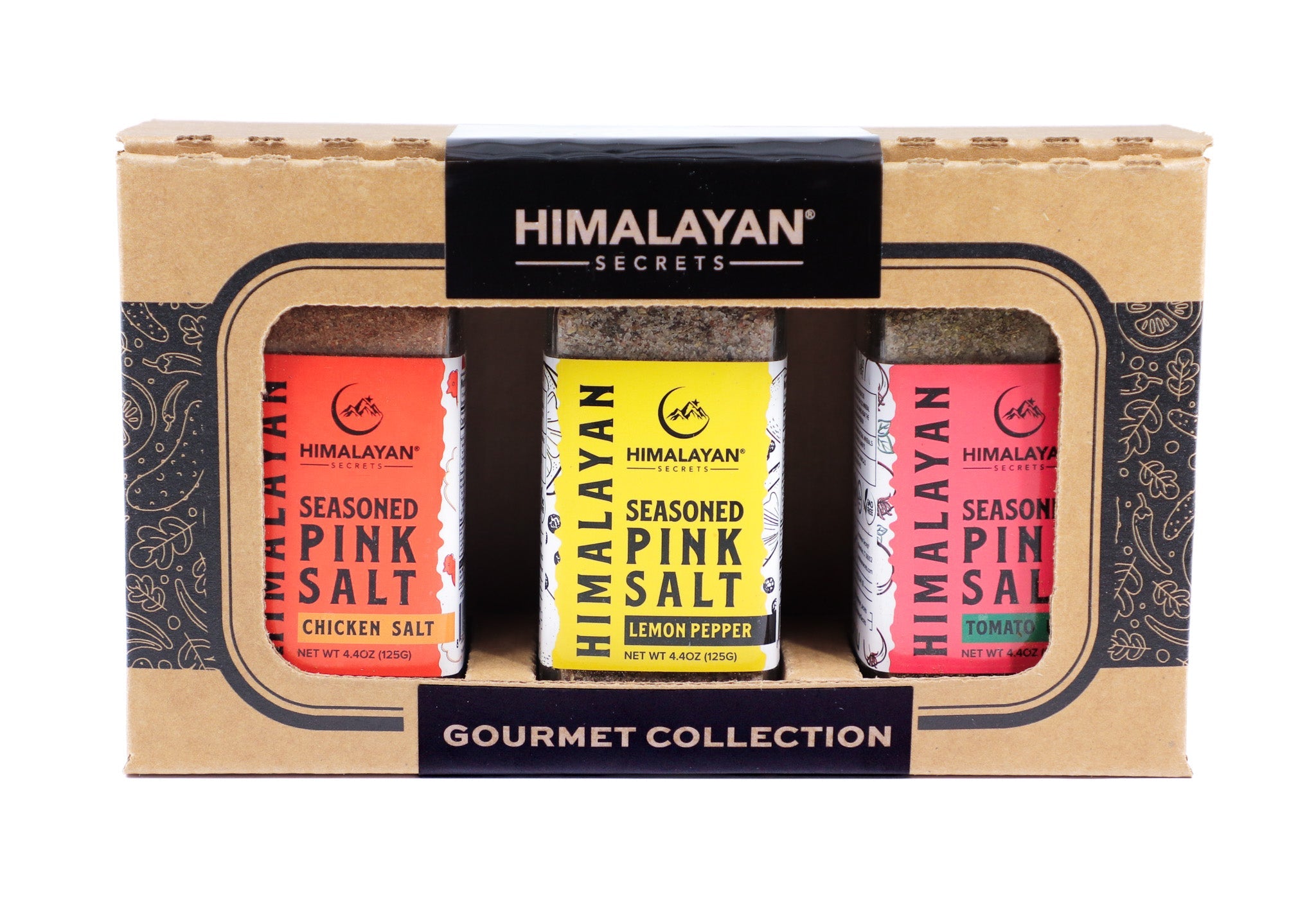Gourmet Collection Set of 3 - 4.4oz French Glass Shaker - Chicken Salt, Lemon Pepper, Tomato Basil