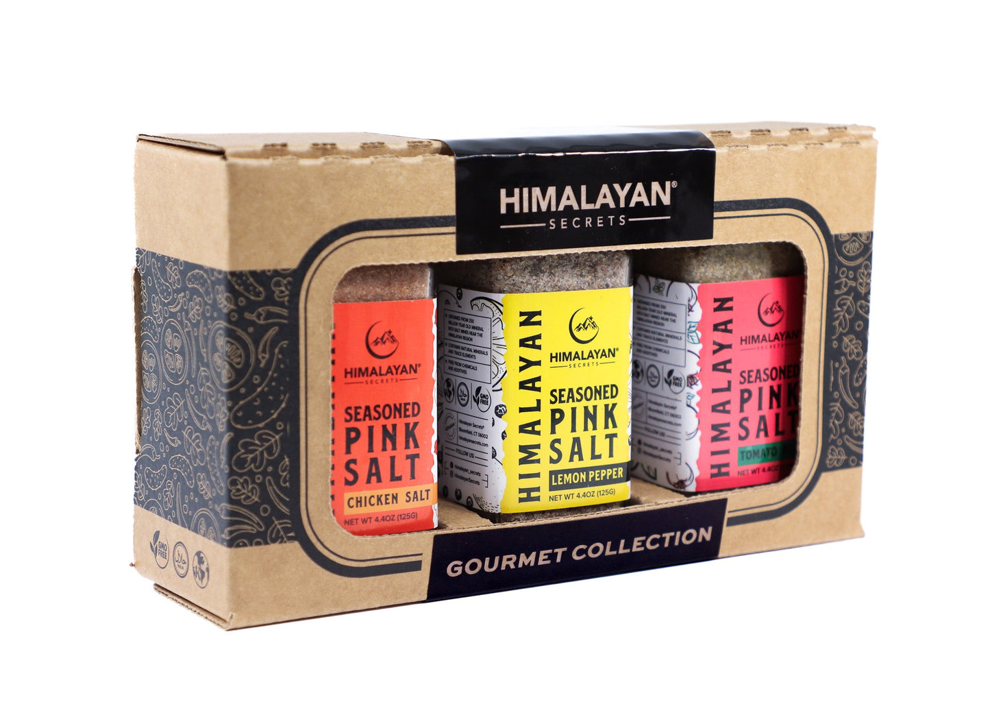 Gourmet Collection Set of 3 - 4.4oz French Glass Shaker - Chicken Salt, Lemon Pepper, Tomato Basil