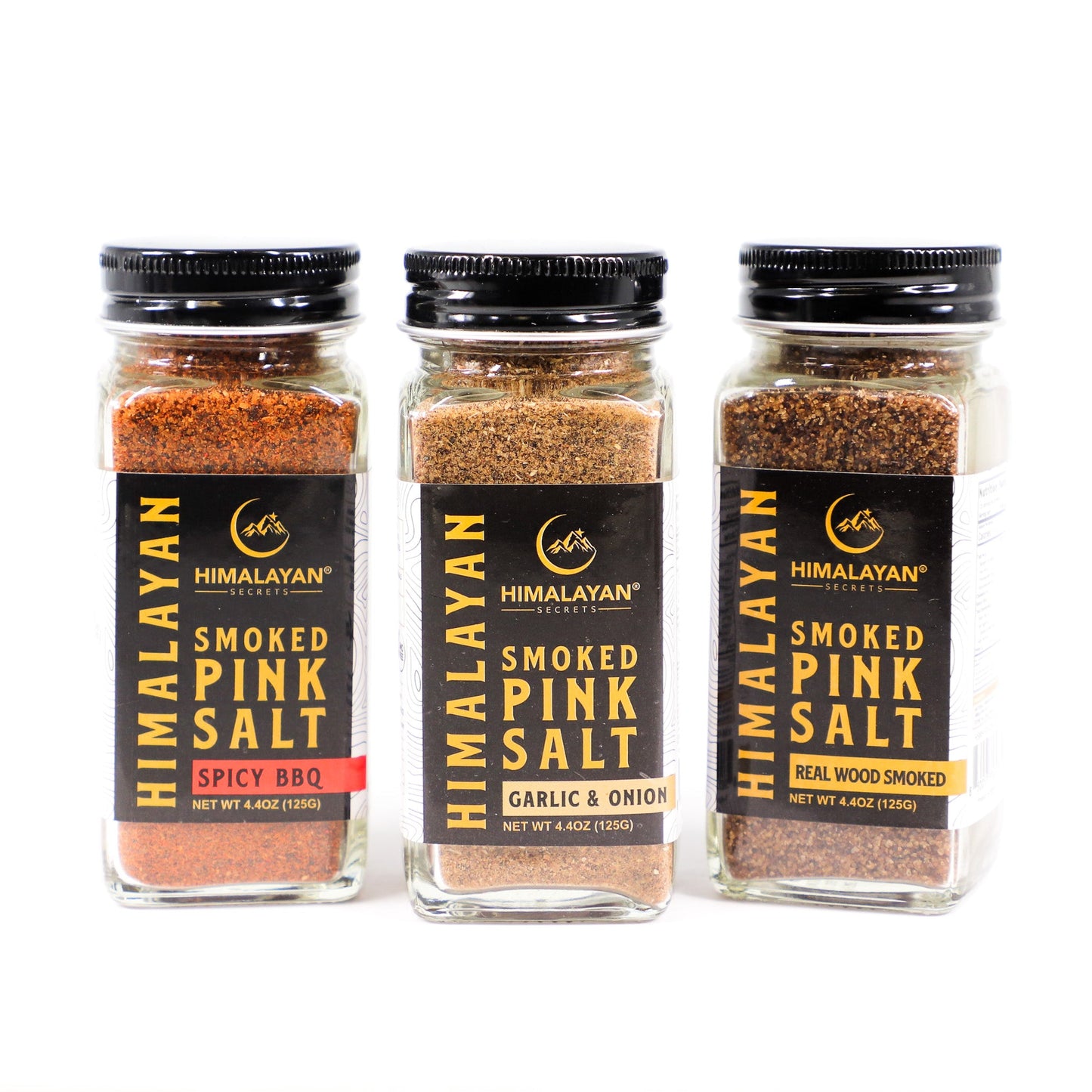 Gourmet Collection Set of 3 - 4.4oz French Glass Shaker - Smoked, Smoked Garlic Onion, Smoked Spicy BBQ