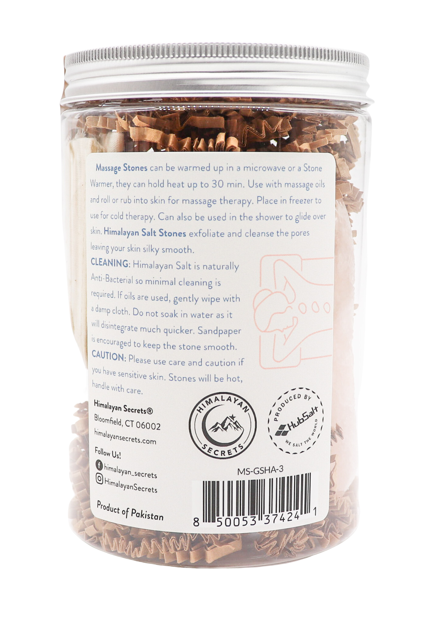 Gua Sha Salt Stone - Set of 3 in a Jar w/ Cotton Bag