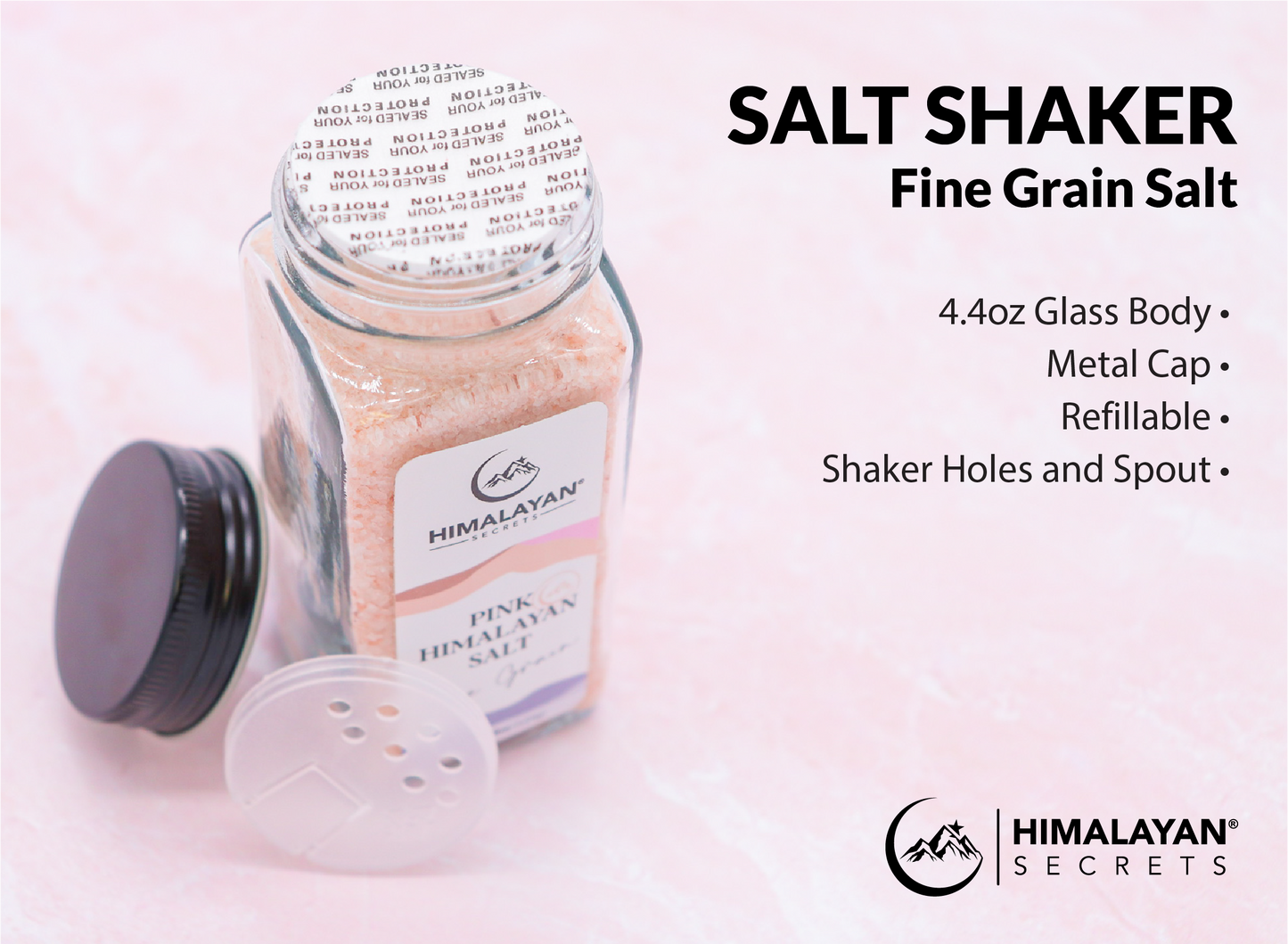 4.4 oz French Glass Himalayan Fine Salt Shaker