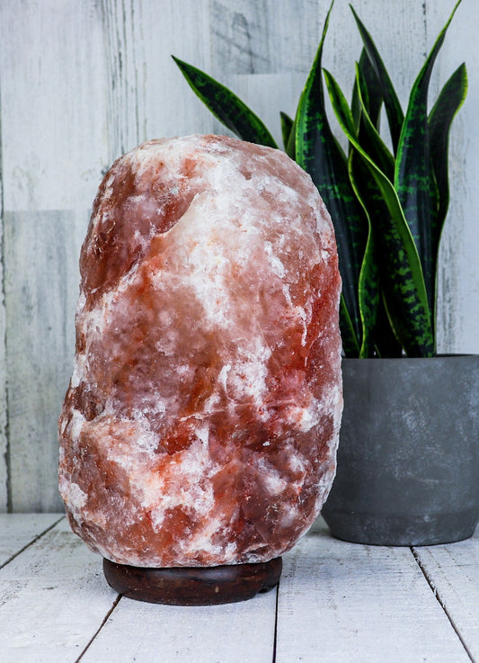 Natural Pink Salt Lamp (18-22 lb) (8-10 KG) (11-12") w/ Wood Base