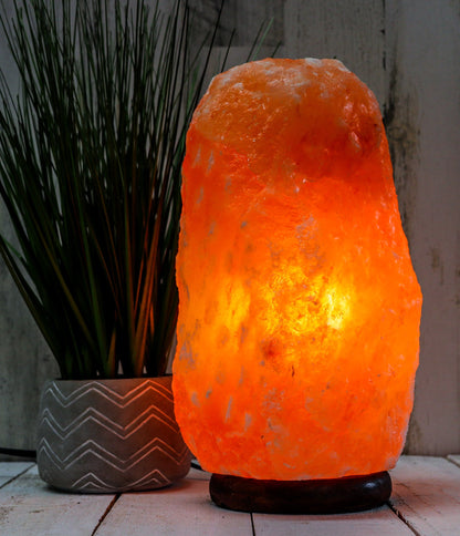 Natural Pink Salt Lamp (25-30 lb) (11-14 KG) (13-14") w/ Wood Base