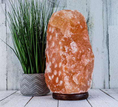 Natural Pink Salt Lamp (25-30 lb) (11-14 KG) (13-14") w/ Wood Base