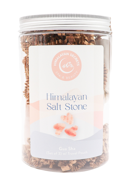 Gua Sha Salt Stone - Set of 3 in a Jar w/ Cotton Bag