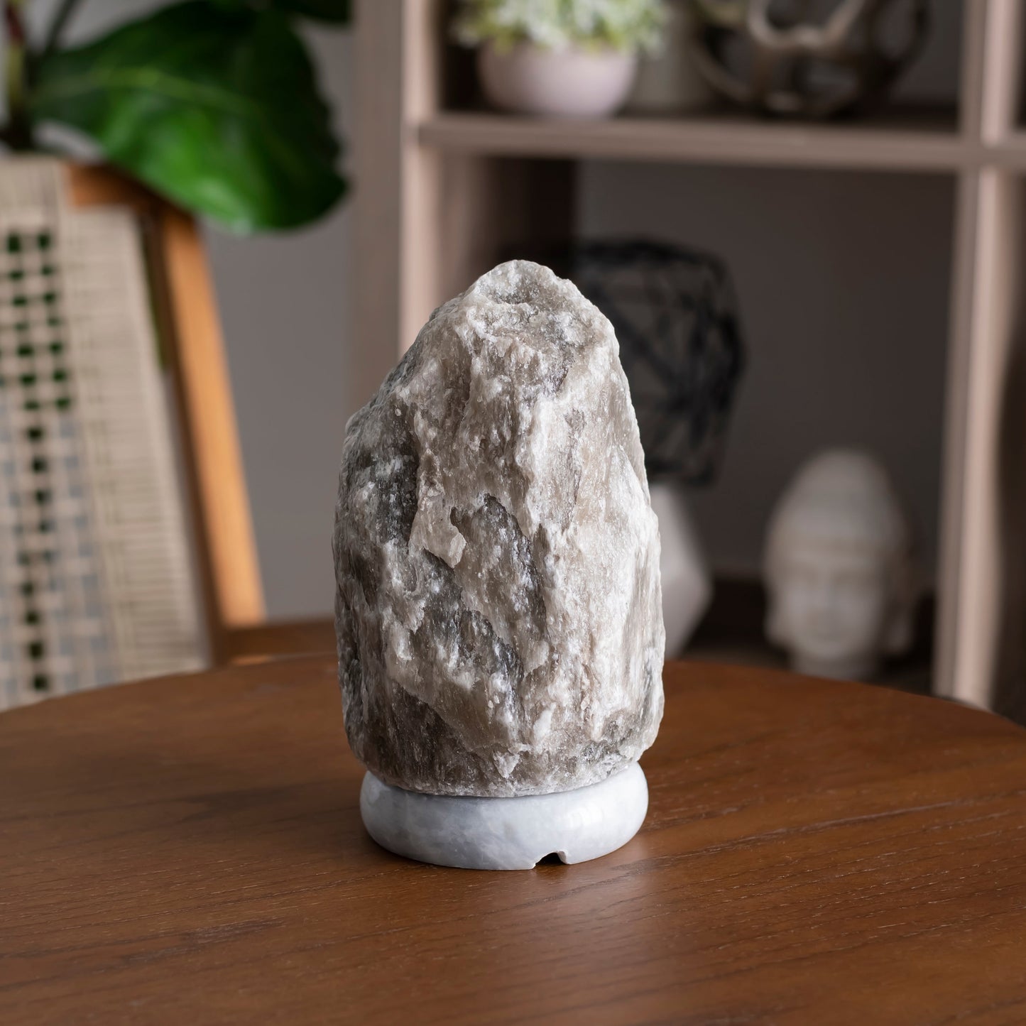 Natural Gray Salt Lamp (6-8 lb) (2.5-3 KG) (7-8") w/ Gray Marble Base