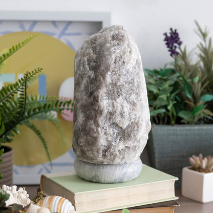 Natural Gray Salt Lamp (9-11 lb) (4-5 KG) (8-9") w/ Gray Marble Base