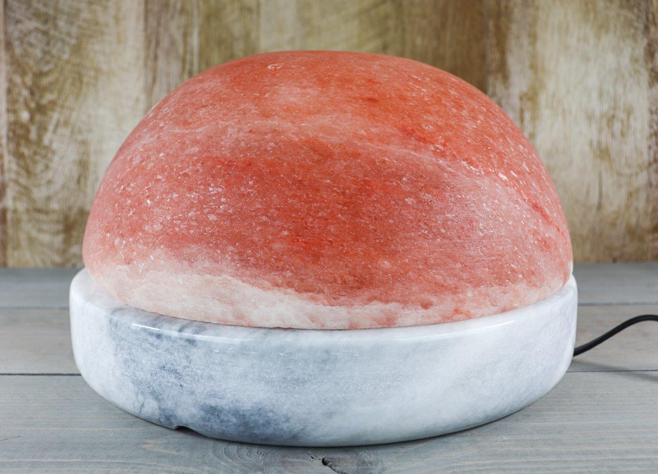 11" Himalayan Salt Dome Lamp w/ Gray Marble Base