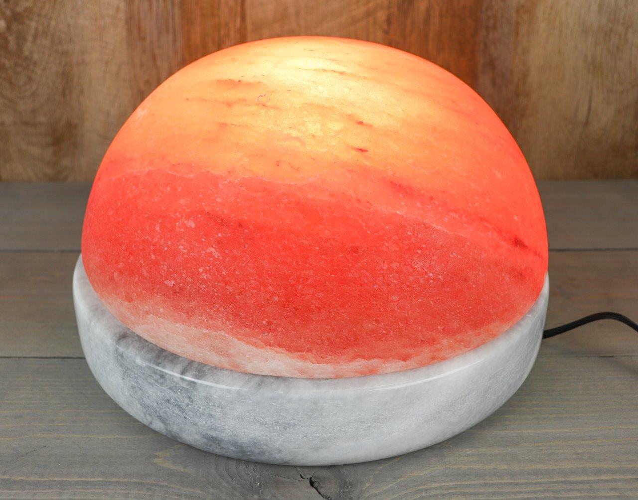 11" Himalayan Salt Dome Lamp w/ Gray Marble Base