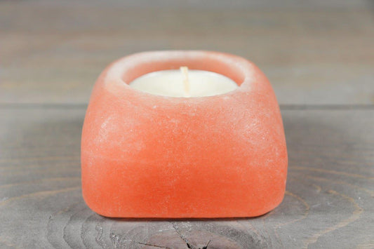Square Shape Pink Salt Candle Holder 2.5"