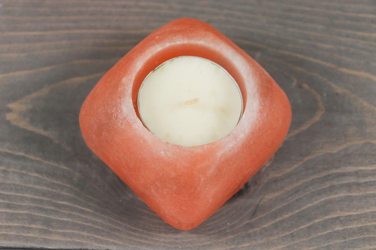Square Shape Pink Salt Candle Holder 2.5"