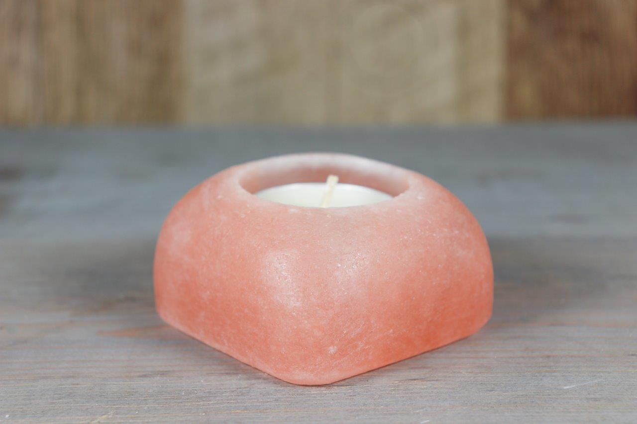 Square Shape Pink Salt Candle Holder 2.5"