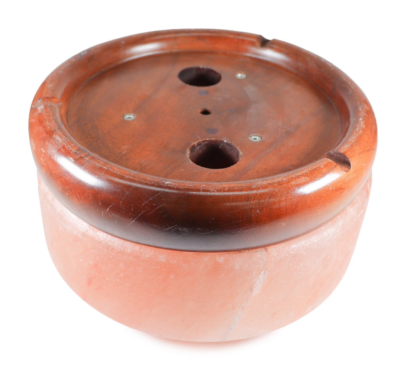 11" Himalayan Salt Dome Lamp w/ Wood Base (Tall/ Dual Bulbs)