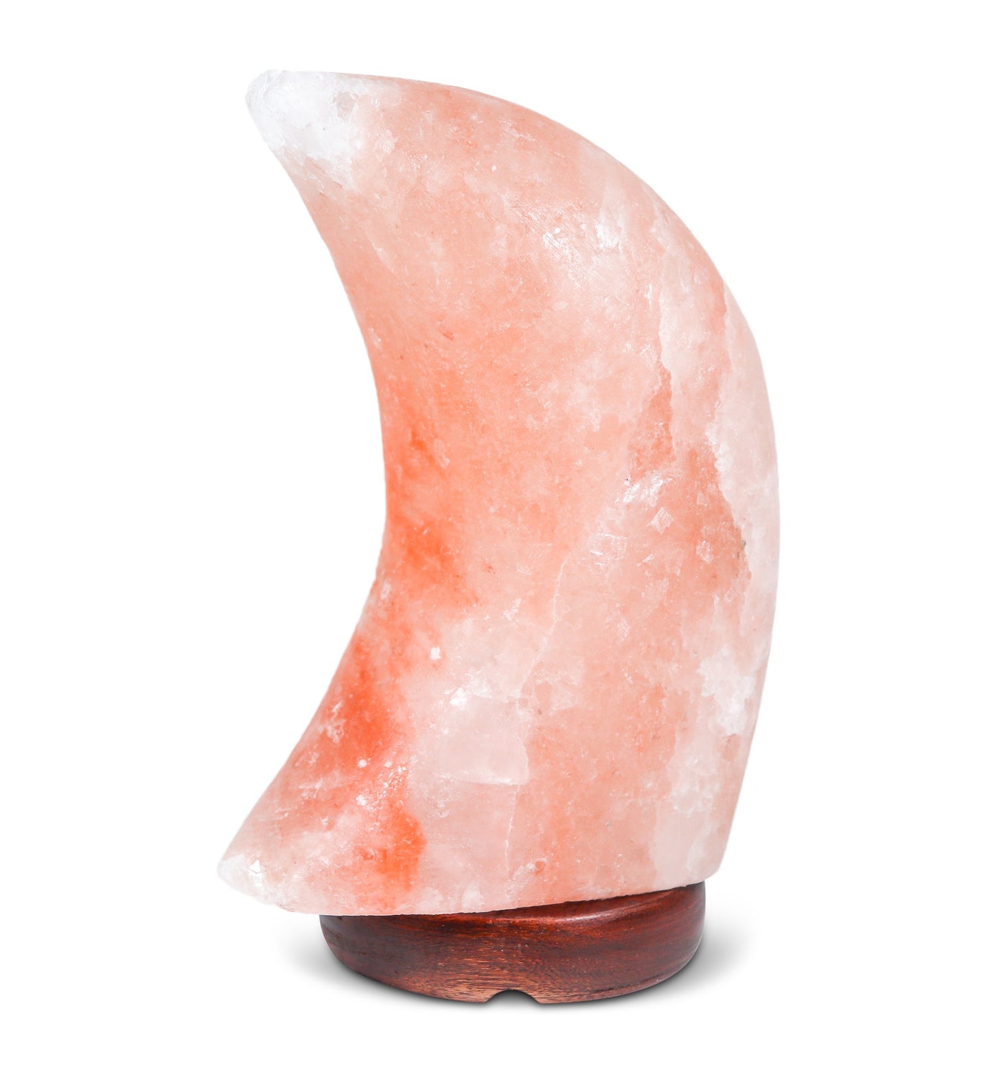 Pink Moon Shape Salt Lamp (5-6 lb) 9" Tall w/ Wood Base