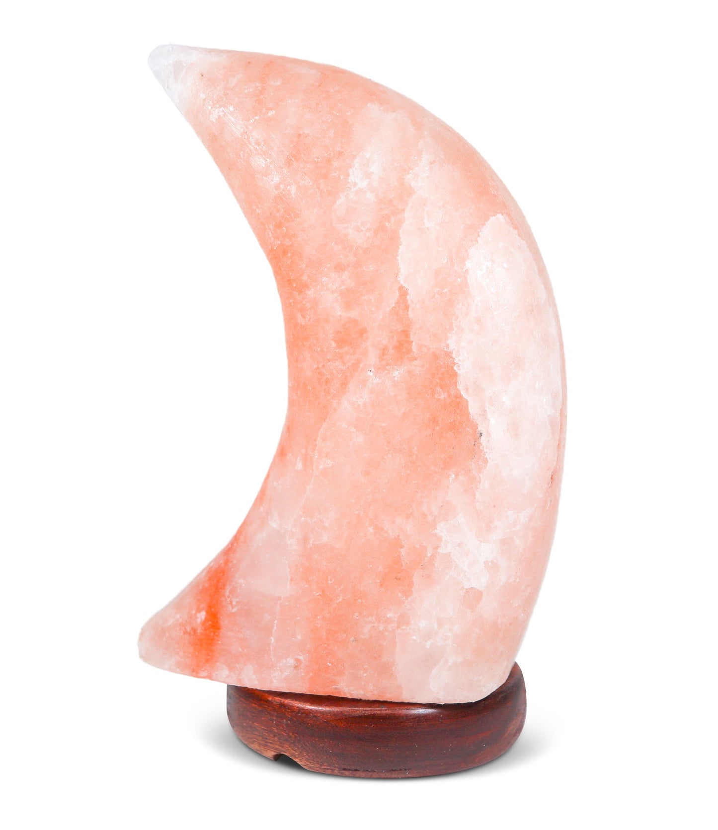 Pink Moon Shape Salt Lamp (5-6 lb) 9" Tall w/ Wood Base